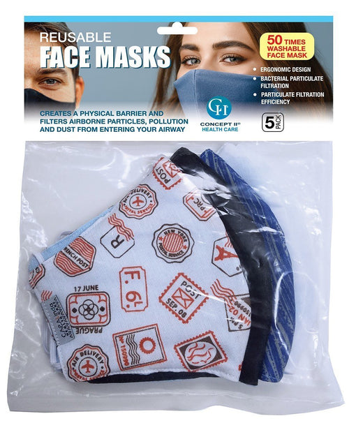 Face Masks - Pack of 5 - Many Varieties - Washable and 100% Cotton - *Hype Nail Polish